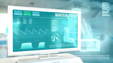 Drinkable water test in hi-tech clinic room - digital Stock Illustration