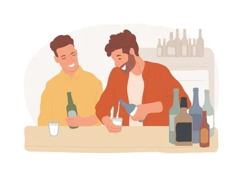 Drinking alcohol isolated concept vector illustration. Ilustración de archivo