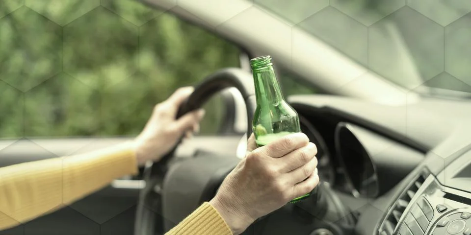 Drinking alcohol while driving, geometric pattern Stock Photos