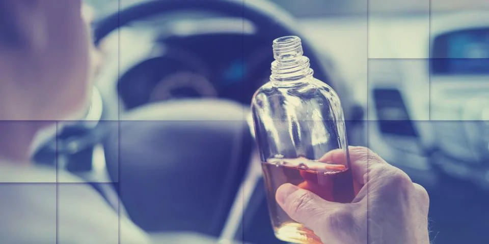 Drinking alcohol while driving, geometric pattern Stock Photos