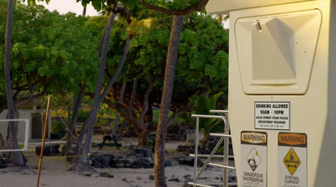 DRINKING ALLOWED Sign on Beach Stock Footage 35225459