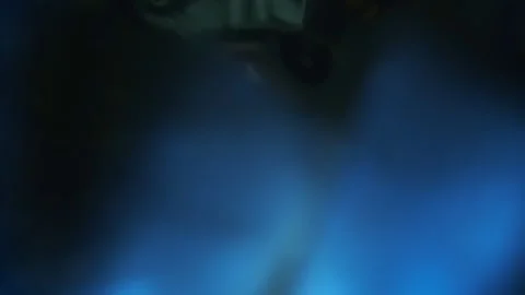 Drinking alone. Creative inside-glass shot, ice cubes drop, alcohol pours, cola Stock-Footage 311449961