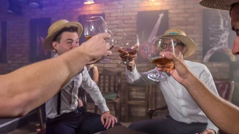 Drinking and celebrating  Stock Footage 112186646