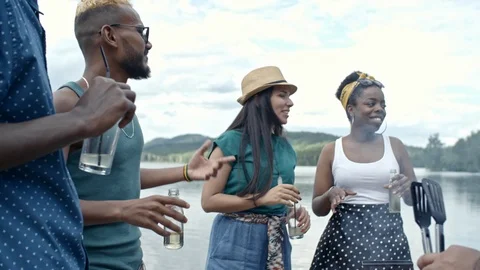 Drinking at Barbecue Party Video stock 87100148