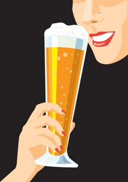 Drinking beer. Stock Illustration
