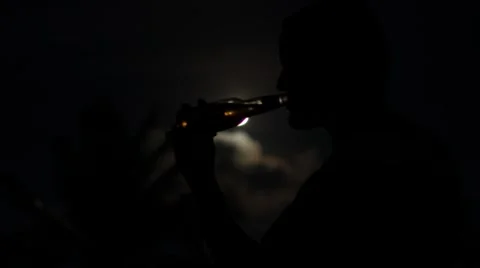 Drinking Beer with Moon Stock Footage 40096336