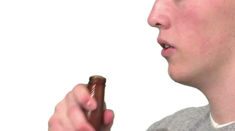 Drinking beer, multiple versions/angles. white background Stock Footage 49862432