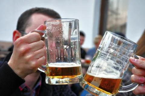 Drinking a beer Stock Photos