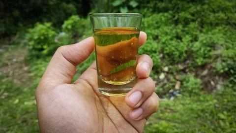 Drinking beer in small glasses in the open air Stock Photos