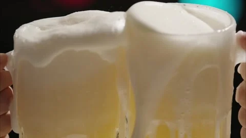Drinking beer in summer, chilled beer, draft beer glass Stock Footage 274467233