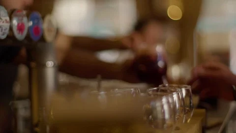 Drinking Belgian beer point of Belgian cafe in Brussels background. Belgium. Stock Footage 94262824