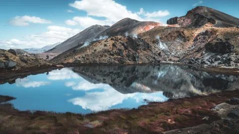 Drinking break at the volcano lake 写真素材