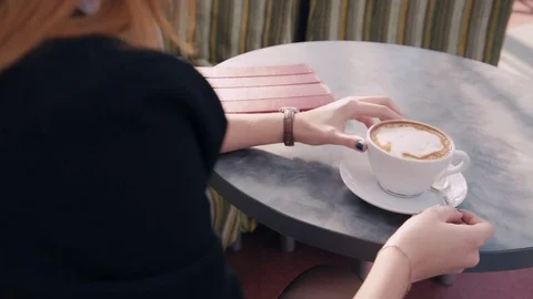 Drinking of cappuccino Video stock 71999946