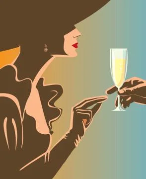 Drinking champagne. Stock Illustration