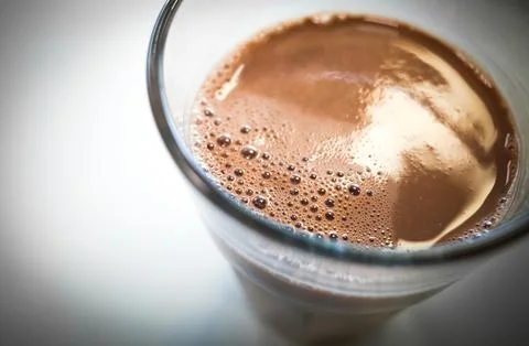 Drinking Chocolate in a transparent glas Stock Photos