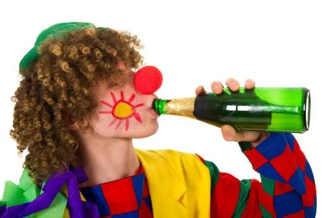 Drinking clown Stock Photos