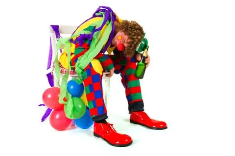 Drinking clown Foto stock