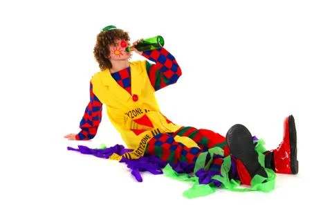 Drinking clown Foto stock
