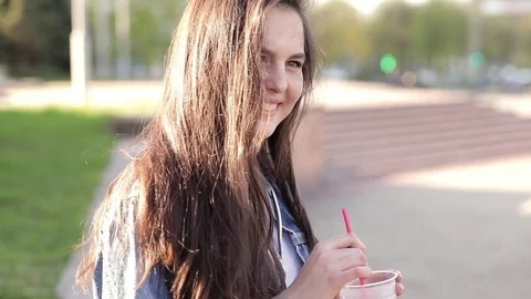 Drinking cocktail, smiling and posing Stock Footage 73969351