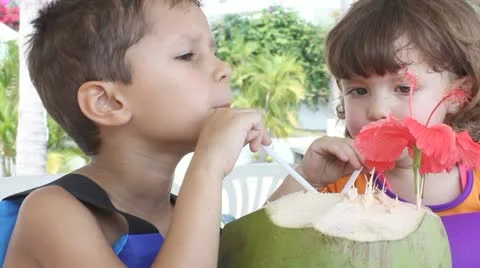 Drinking coconut Stock Footage 11630219