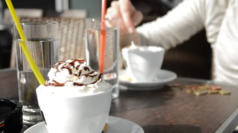 Drinking coffe in the bar Stock Footage 42892598