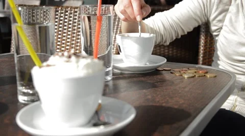 Drinking coffe in the bar Stock-Footage 42897384