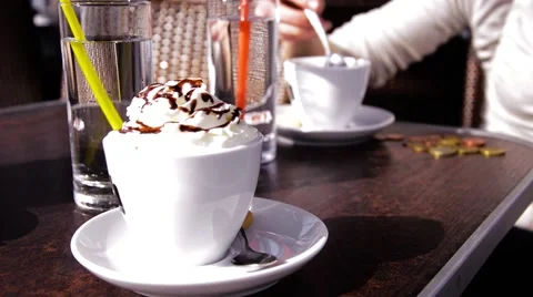 Drinking coffee in a bar Stock Footage 45800957