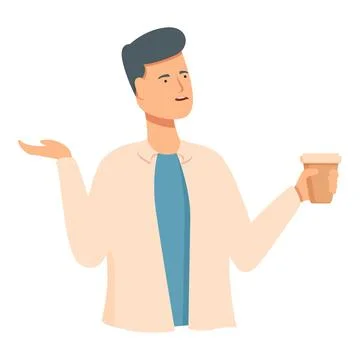 Drinking coffee conversation icon cartoon vector. Business talking Stock Illustration