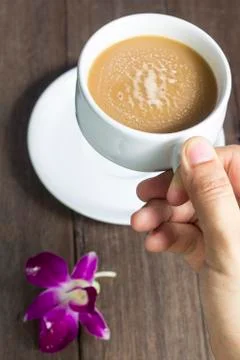 Drinking coffee delicious on the table Stock Photos