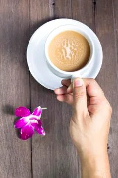 Drinking coffee delicious on the table Stock-Fotos