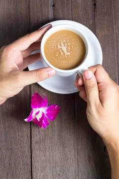 Drinking coffee delicious on the table Stock Photos