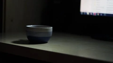 Drinking Coffee Front Of The PC Stock Footage 65152783