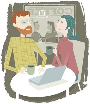 Drinking a coffee Иллюстрация