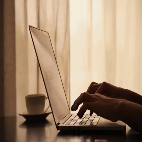 Drinking coffee with laptop Stock Footage 69575102