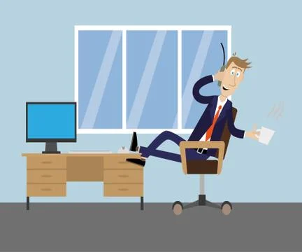 Drinking coffee in the office Stock Illustration