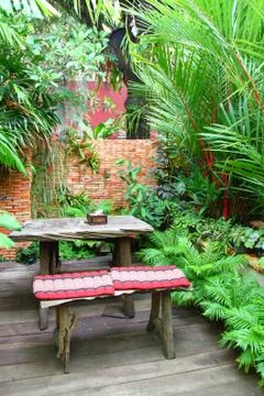 Drinking coffee on the terrace and view nature Stock Photos