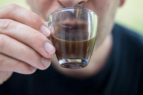 Drinking coffee on the terrace Stock Photos