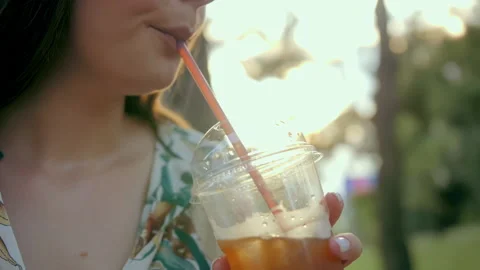 Drinking Cold Ice Tea Video stock 169631686