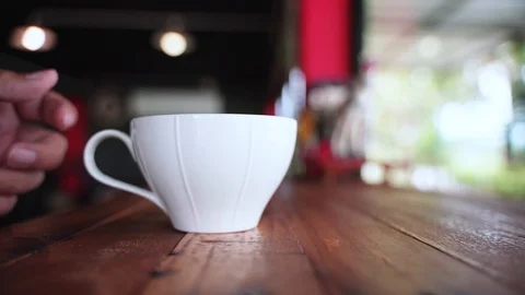 Drinking cup of hot drink like coffee Stock Footage 97095001