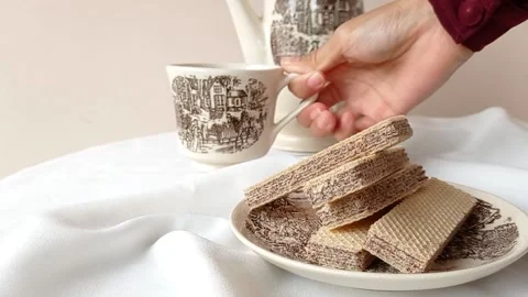 Drinking a cup of tea on a lovely cup Stock Footage 145561445