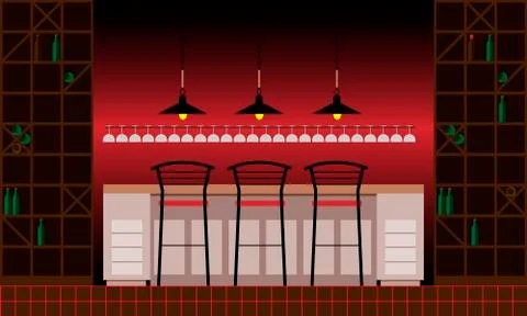Drinking establishment. Interior of pub, cafe or bar. Stock Illustration