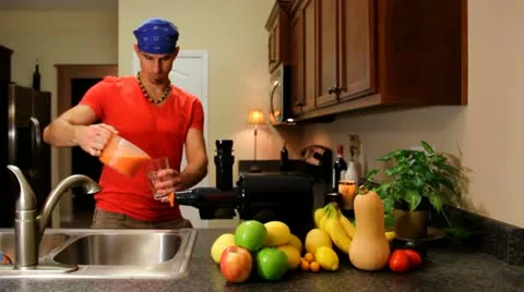 Drinking Fresh Juice Stock Footage 17473959