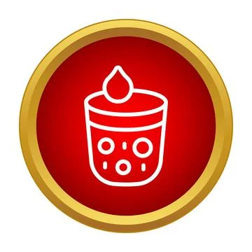 Drinking glass with drop on red button icon Ilustração Stock