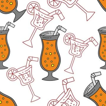 Drinking Glass Pattern Seamless Vector Template Stock Illustration
