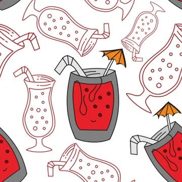 Drinking Glass Pattern Seamless Vector Template Illustrazione stock
