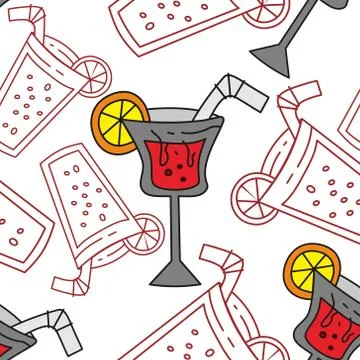 Drinking Glass Pattern Seamless Vector Template イラスト素材