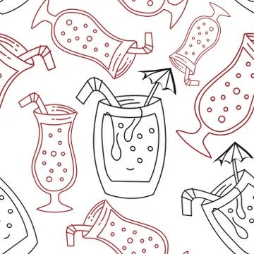 Drinking Glass Pattern Seamless Vector Template イラスト素材