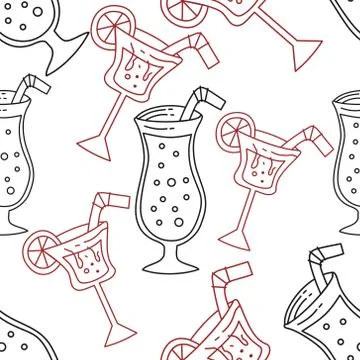 Drinking Glass Pattern Seamless Vector Template 스톡 일러스트