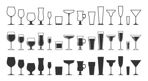 Drinking glass set isolated on white background, vector illustration Stock Illustration