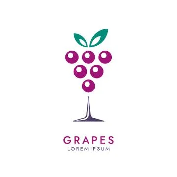 Drinking Glass Shaped Grape Bunch Logo Stock Illustration
